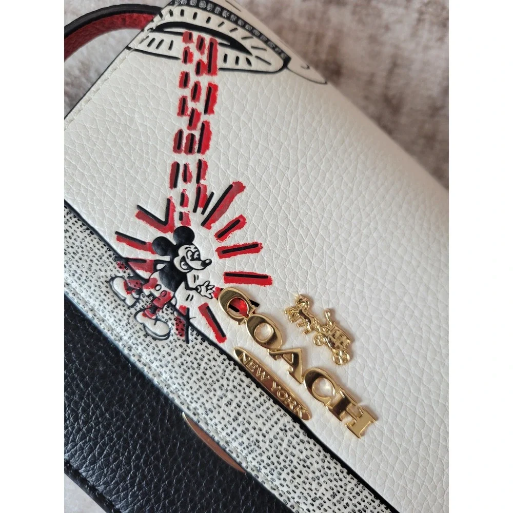 Coach Disney Keith Haring Riley Crossbody C6895 Mickey UFO Leather Bag